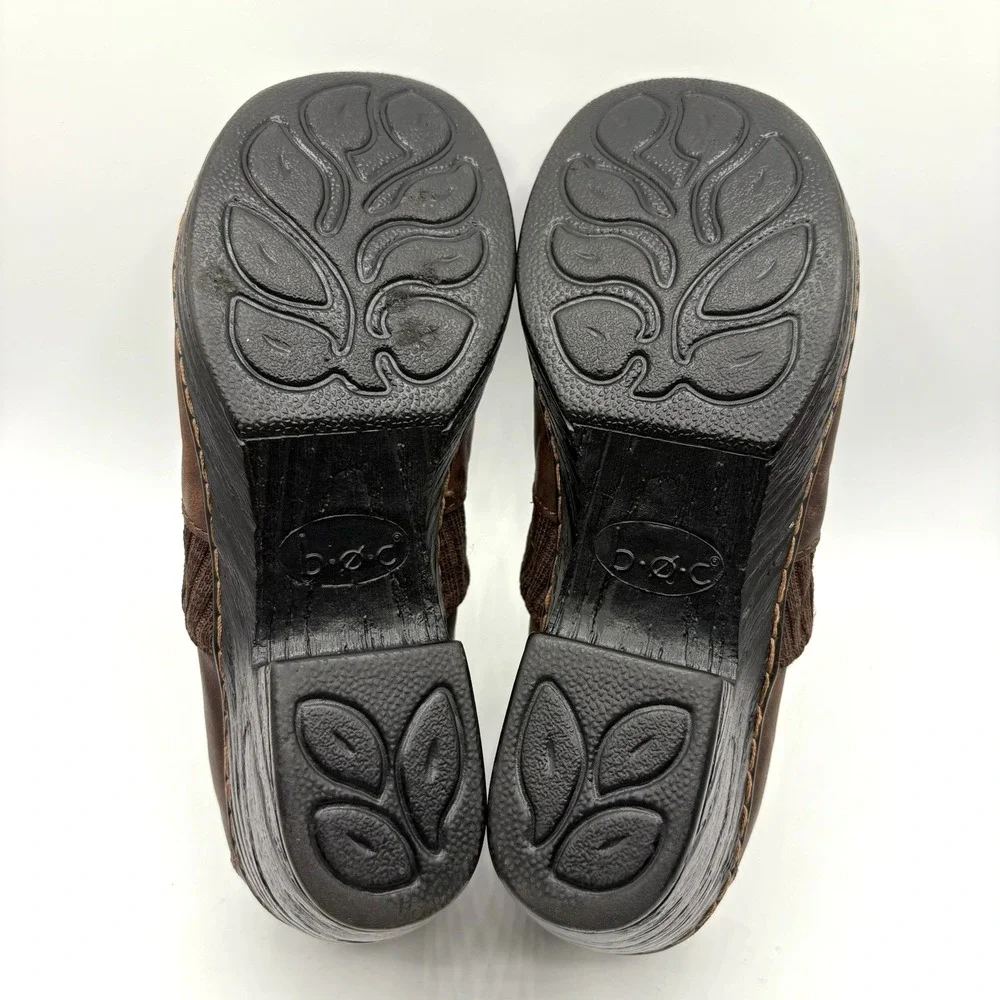 B.O.C. Born Daphnis Clogs‎ Women's Size 8.5 Brown Leather Knit Trim Slip On Shoe - Picture 9 of 9